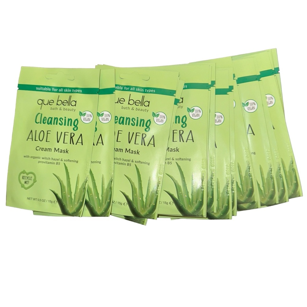 New Que Bella 100% vegan Cleansing Aloe Vera Cream Masks 0.50z each. 20pack